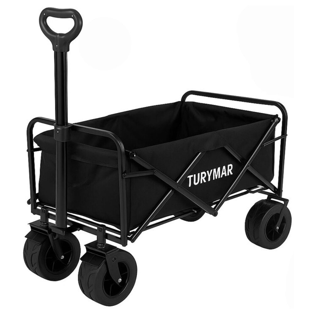 Turymar Black Foldable Beach Utility Cart 90x50x97cm XL Wheels