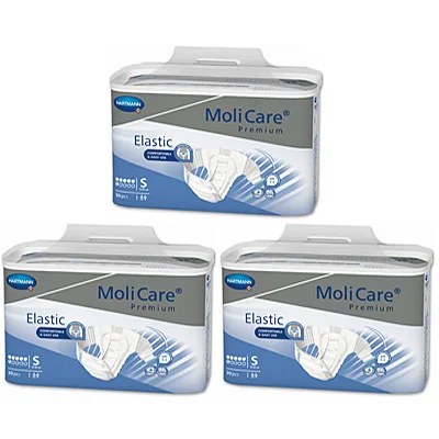 Fraldas MOLICARE PREMIUM ELASTIC 6 GOTAS S (3×30 uni)