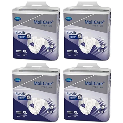Fraldas MOLICARE PREMIUM ELASTIC 9 GOTAS XL (4×14 uni)