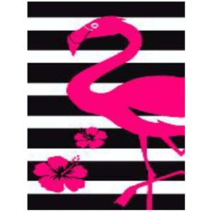 Flamingo Stripes Cotton Beach Towel