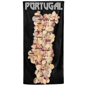 Toalha de Praia Microfibra Mapa Portugal Conchas