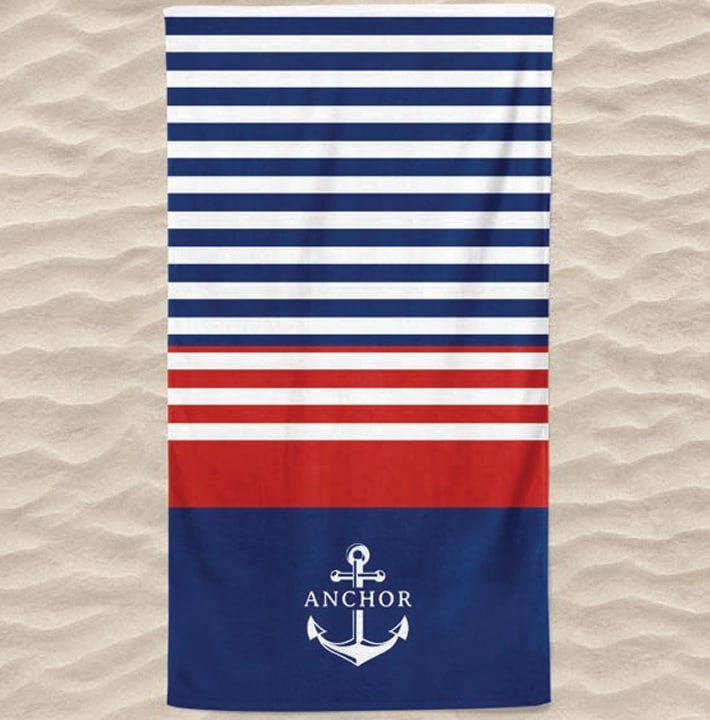 Toalla de Playa Microfibra Anchor y Rayas