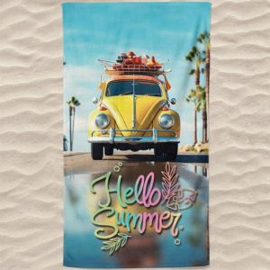 Microfiber Beach Towel VW Beetle Hello Summer