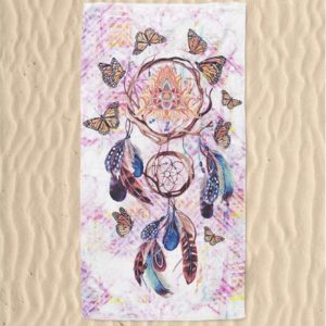 Feathered Dream Catcher Butterflies Microfiber Beach Towel