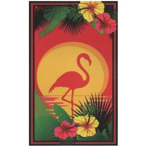Flamingo Tropical Flowers Sunset Microfiber Beach Towel