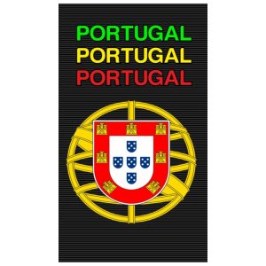 Triple Portugal Shield Black Microfiber Beach Towel
