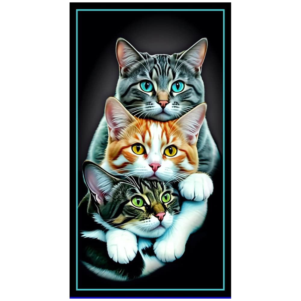Three Cats Microfiber Beach Towel